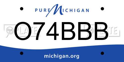 O74BBB Michigan License Plate
