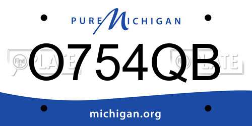 O754QB Michigan License Plate