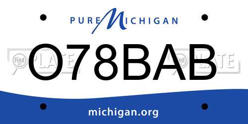 O78BAB Michigan License Plate