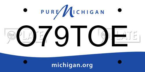 O79TOE Michigan License Plate