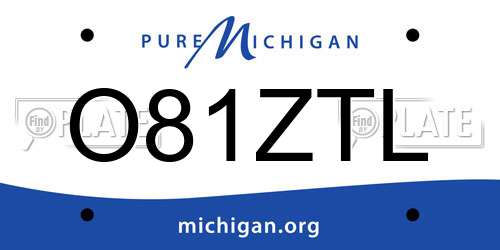 O81ZTL Michigan License Plate