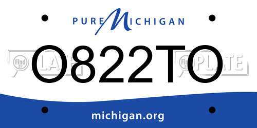 O822TO Michigan License Plate