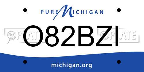 O82BZI Michigan License Plate