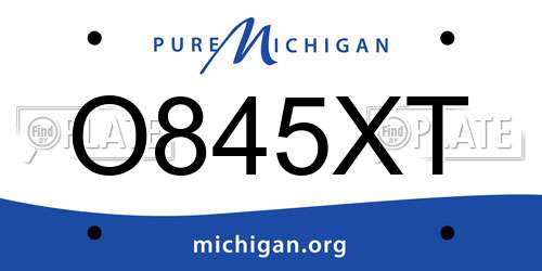 O845XT Michigan License Plate