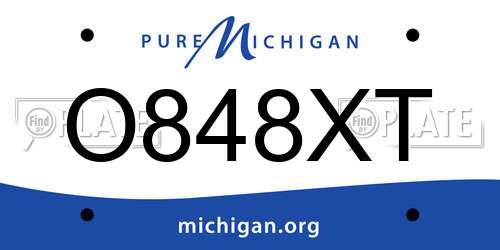 O848XT Michigan License Plate