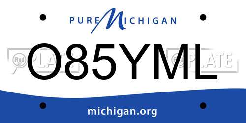O85YML Michigan License Plate