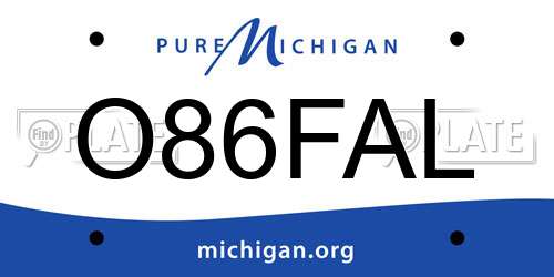 O86FAL Michigan License Plate
