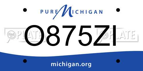 O875ZI Michigan License Plate
