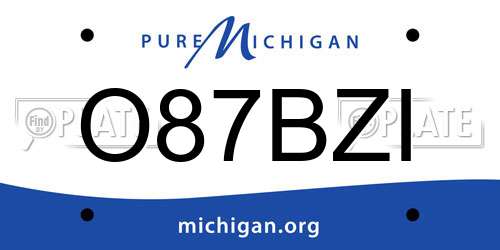 O87BZI Michigan License Plate
