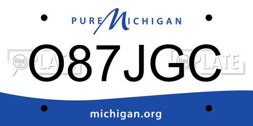 O87JGC Michigan License Plate