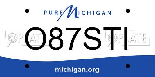 O87STI Michigan License Plate
