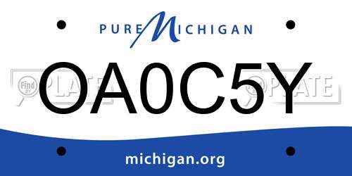 OA0C5Y Michigan License Plate