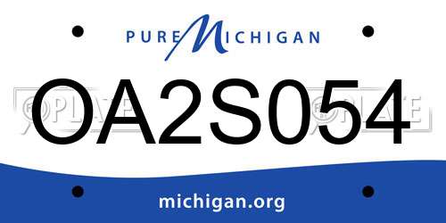 OA2S054 Michigan License Plate