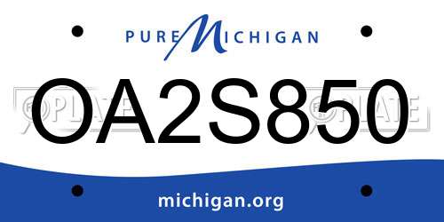 OA2S850 Michigan License Plate