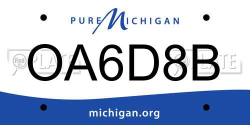 OA6D8B Michigan License Plate