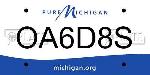 OA6D8S Michigan License Plate