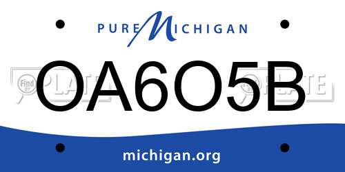 OA6O5B Michigan License Plate