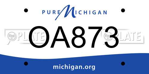 OA873 Michigan License Plate