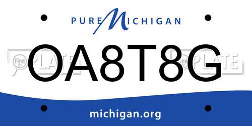 OA8T8G Michigan License Plate