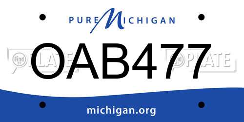 OAB477 Michigan License Plate