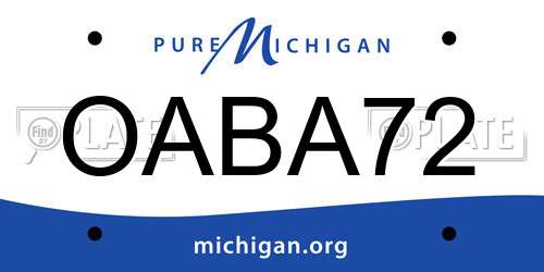 OABA72 Michigan License Plate