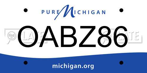 OABZ86 Michigan License Plate