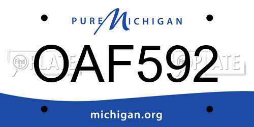 OAF592 Michigan License Plate