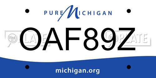 OAF89Z Michigan License Plate