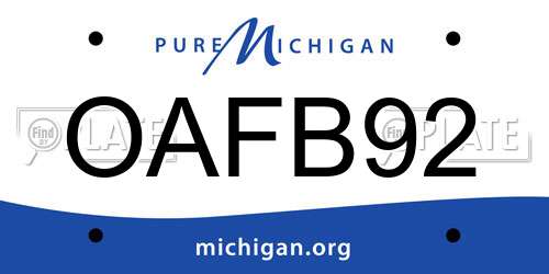 OAFB92 Michigan License Plate