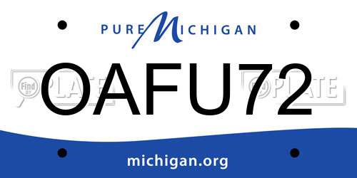 OAFU72 Michigan License Plate