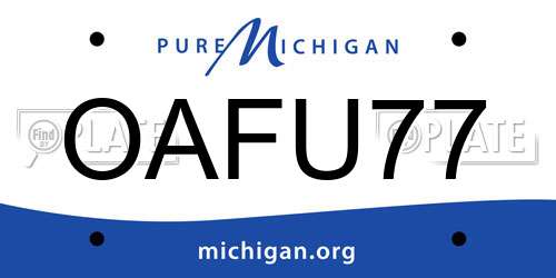 OAFU77 Michigan License Plate