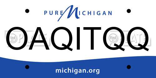 OAQITQQ Michigan License Plate