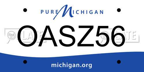 OASZ56 Michigan License Plate