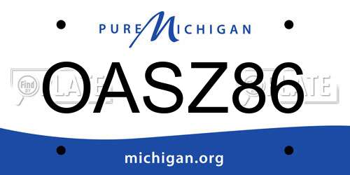 OASZ86 Michigan License Plate