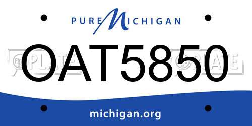OAT5850 Michigan License Plate