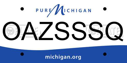 OAZSSSQ Michigan License Plate