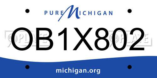 OB1X802 Michigan License Plate