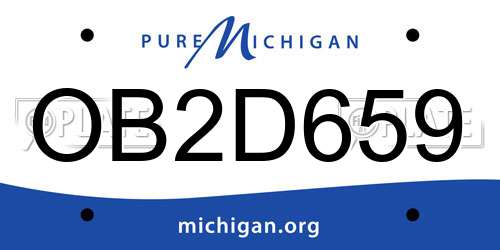 OB2D659 Michigan License Plate