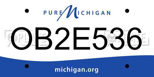 OB2E536 Michigan License Plate