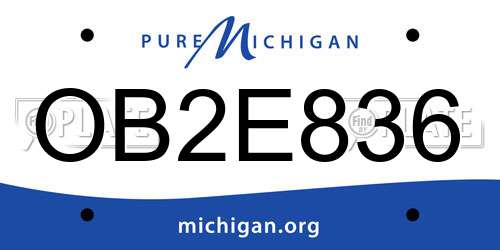 OB2E836 Michigan License Plate