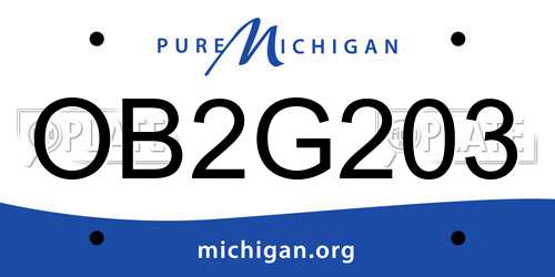 OB2G203 Michigan License Plate