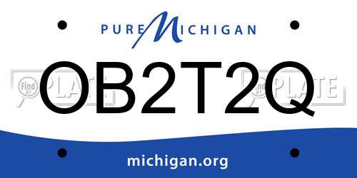 OB2T2Q Michigan License Plate