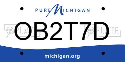 OB2T7D Michigan License Plate