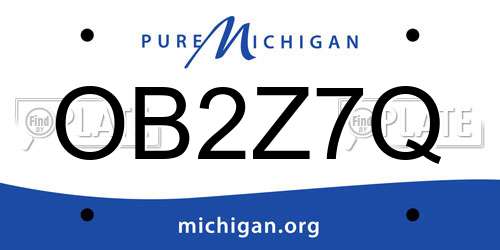 OB2Z7Q Michigan License Plate