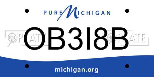 OB3I8B Michigan License Plate