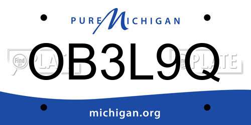 OB3L9Q Michigan License Plate