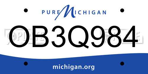 OB3Q984 Michigan License Plate