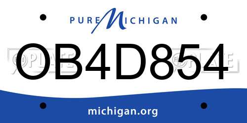OB4D854 Michigan License Plate