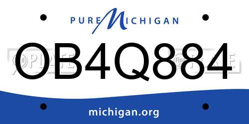 OB4Q884 Michigan License Plate