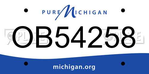 OB54258 Michigan License Plate